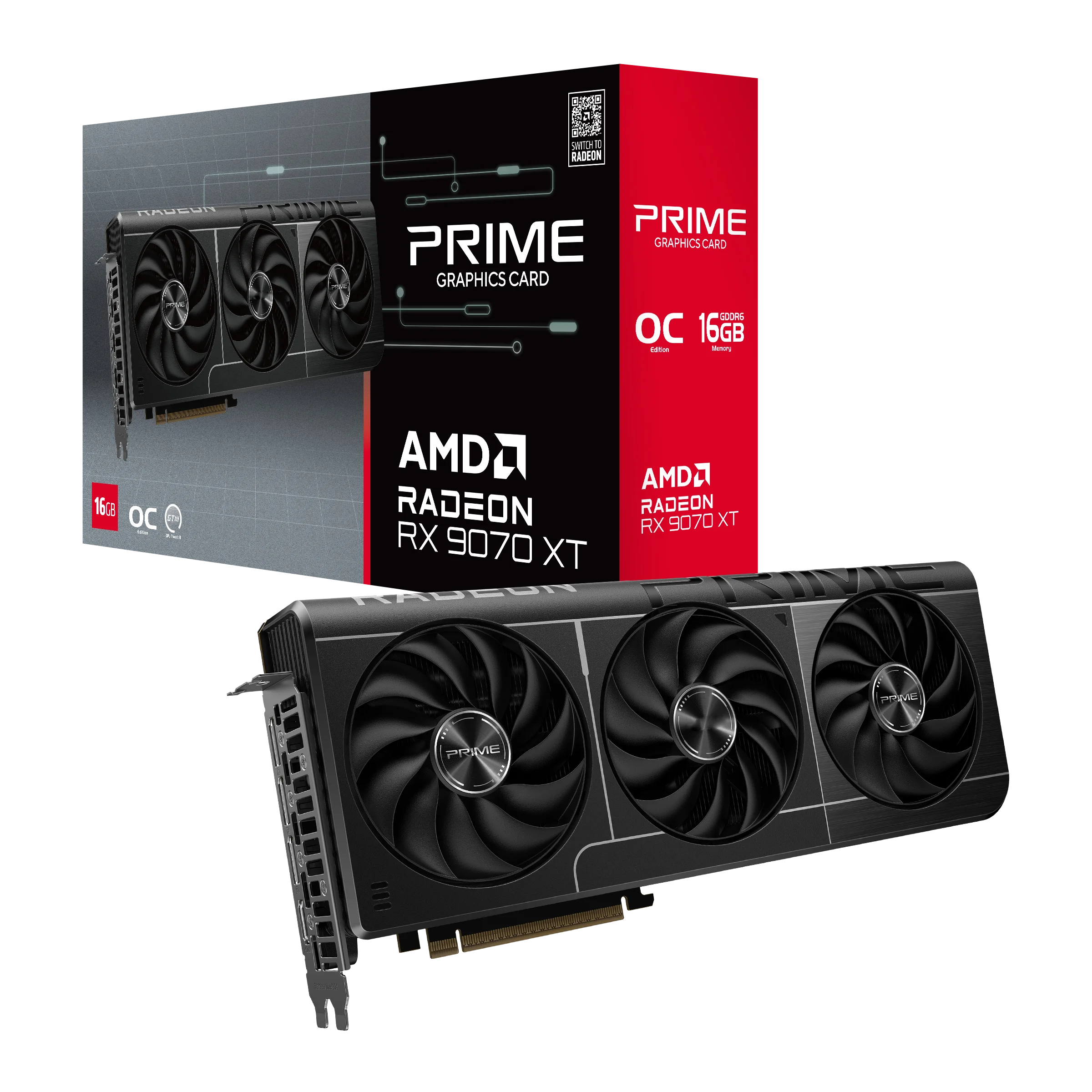 Good Prime 2025 New Radeon RX 9070 XT OC 16GB GDDR6 PCIe 5.0 VGA Video Card AMD 9070xt Chipset Fan Cooler for Gaming PC Desktop