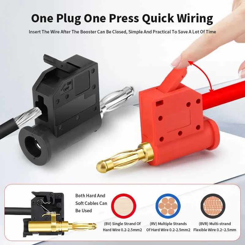 Welding Free 4mm Gun Type Banana Connector Cable Lantern Head Quick Connect Banana Plug 24A Power Test Connection Wire
