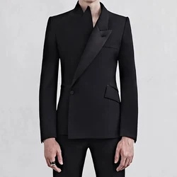 Elegant Black Suits For Men Single Breasted Business Blazer Fashion Slim Fit 2 Piece Jacket Pants Costume Homme Pour Mariage