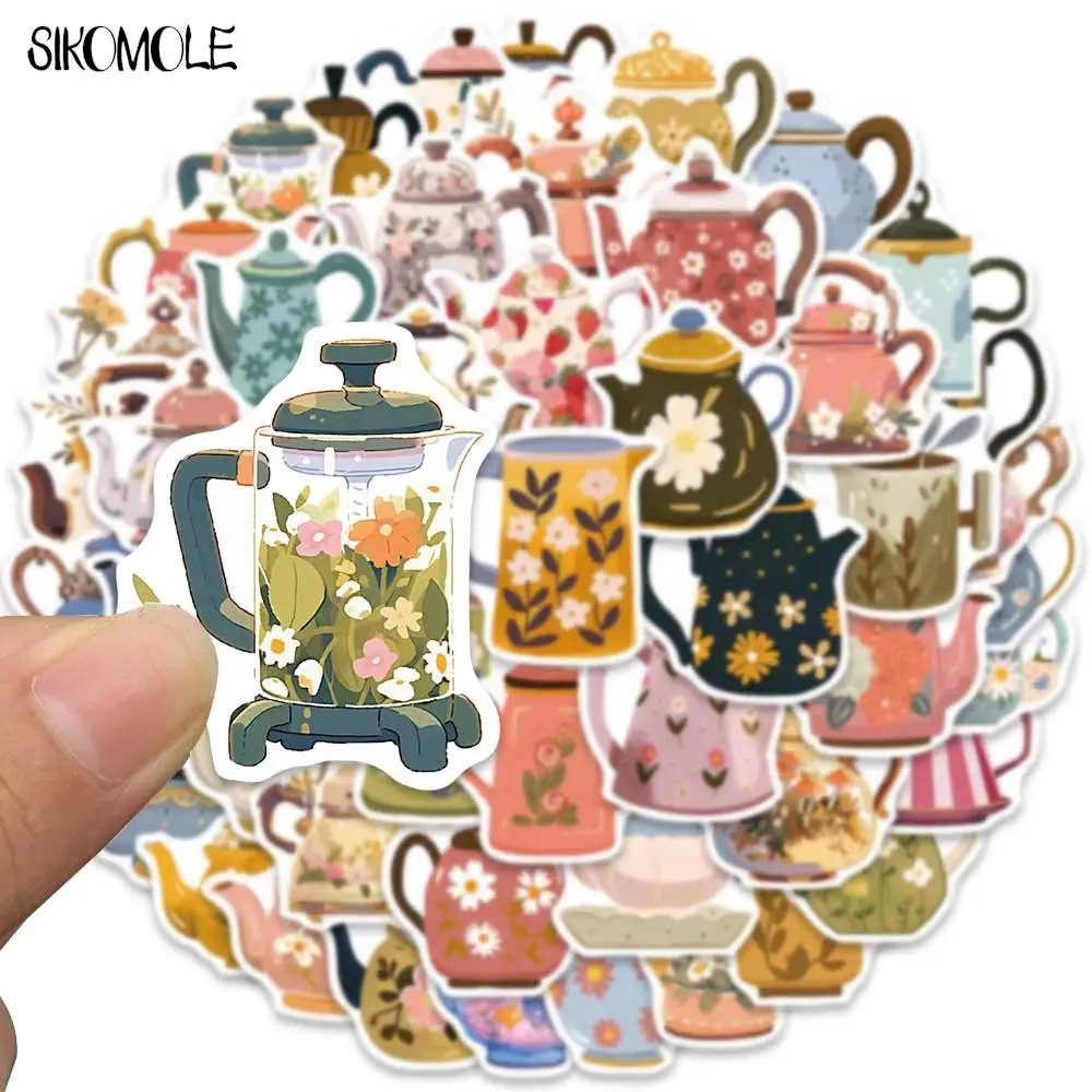 

10/30/50PCS Flower Tea Pot Stickers Cartoon Colorful Mysterious Kawaii DIY Travel Luggage Fridge Laptop Decals Graffiti Sticker