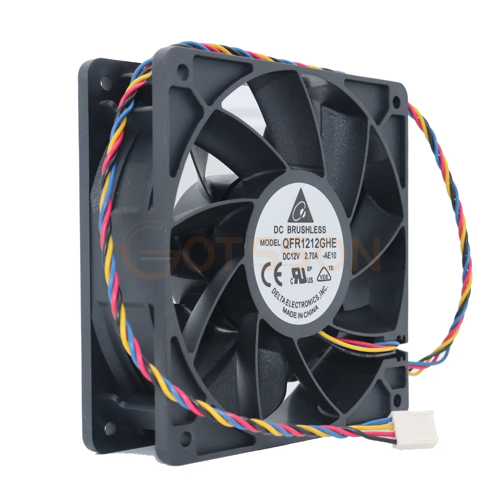 Untuk delta fan QFR1212GHE-PWM 4P PMW 12V 2.7A 12038 kipas pendingin Server 74Y5220 120*120*38mm untuk penambang Bitcoin