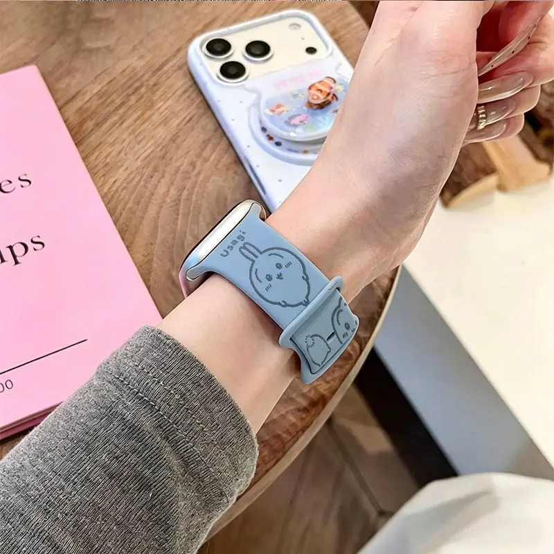 Anime Chiikawa Usagi Applicable To Apple Watch Watch Strap IwatchS11 10 9 Silicone AppleUltra3 SE Cute Kawaii Lovely Sweet New view 5