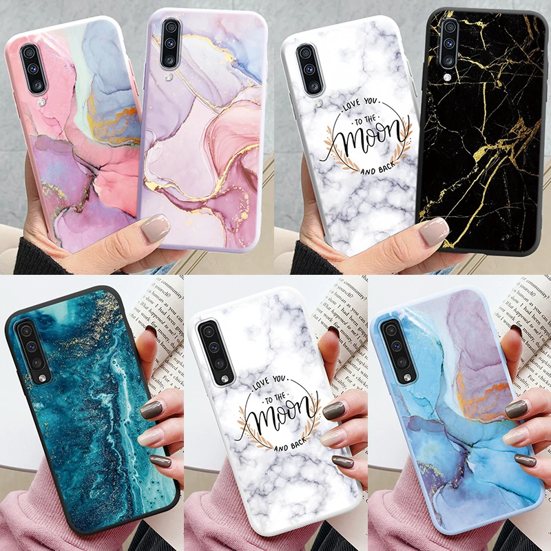 Case For Samsung Galaxy A50 A30S A50S A70 Cover Protective TPU Fundas Fashion Marble Stone Texture Coque For Samsung A50 Capa