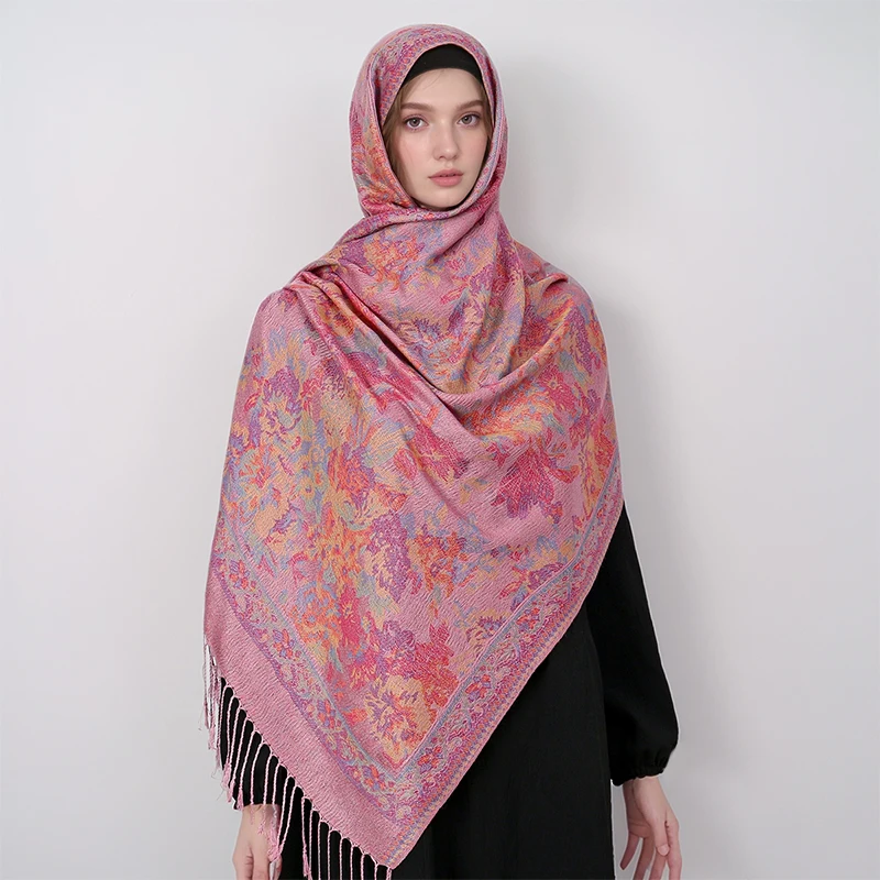 New Shawl Warm Winter Scarf Hijab Women Print Paisley Cashmere Pashmina Thick Wrap Head Neck Foulard Luxury 2024 Blanket Echarp