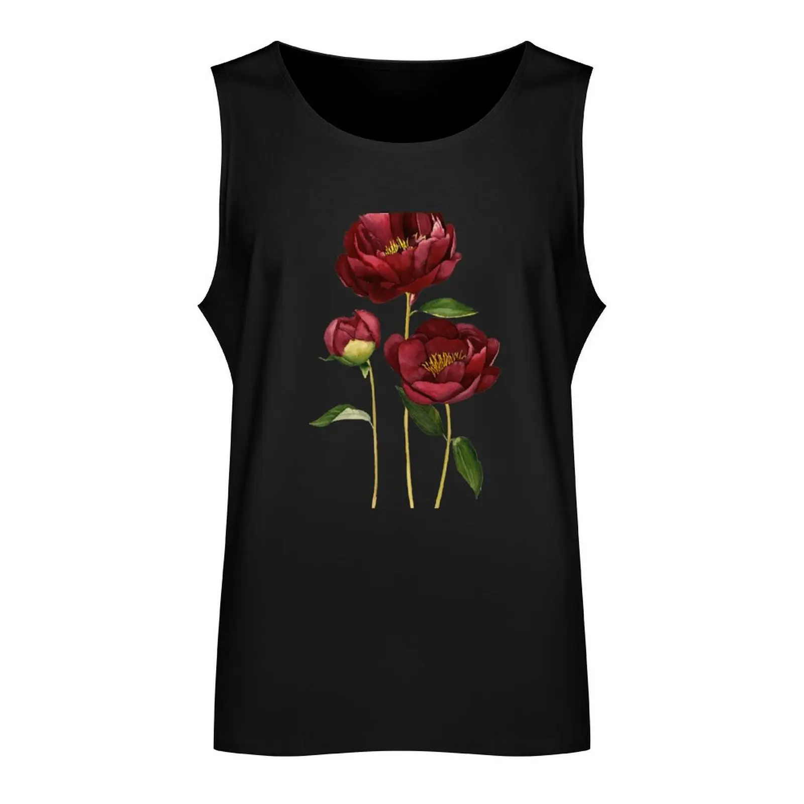 Burgundy peonies Tank Top vests for men t-shirt for man gym for men Men's summer vest