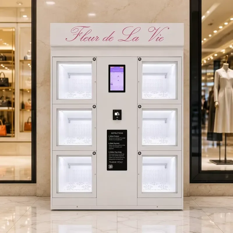 6 Cell Capacity Refrigerated Flower Vending Machine for YUNZOW VD-FV-6-A 2-8 C for Commercial Self Service Fresh Flower