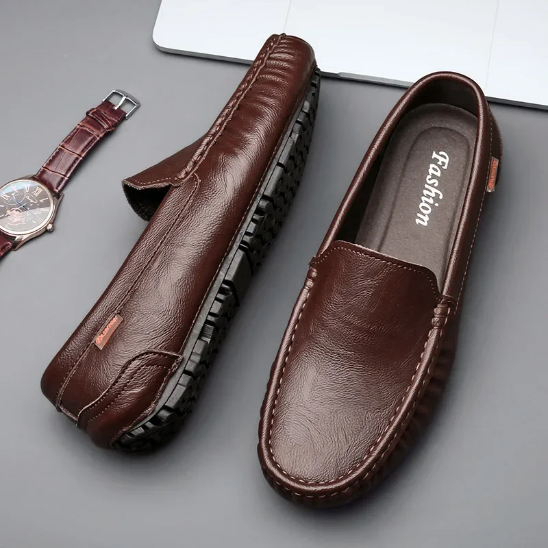 

Men's Casual Leather Shoes with Soft Soles Soft Leather Driving Shoes Men Shoes