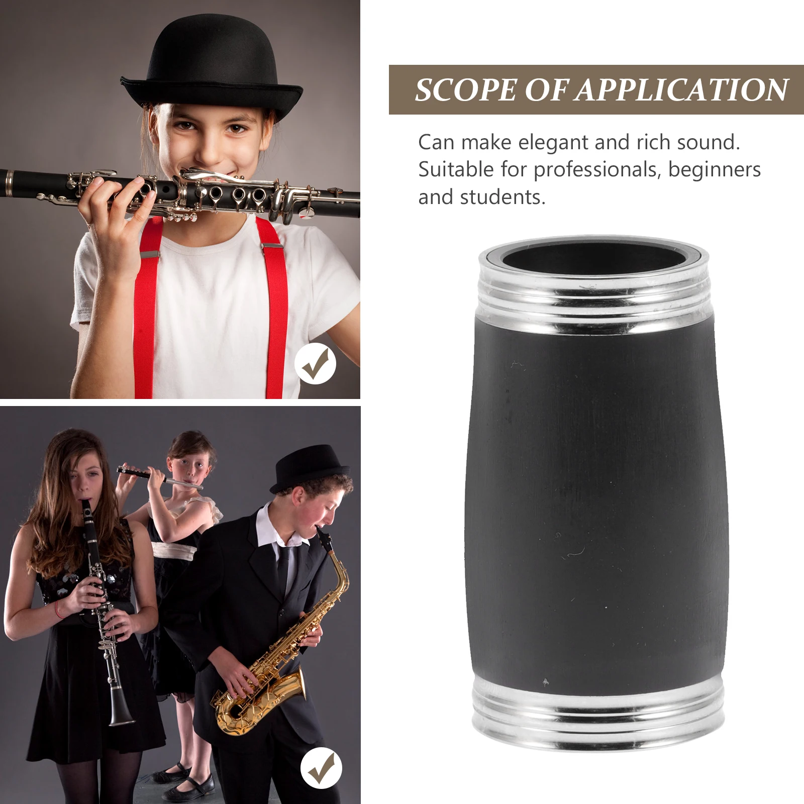 

Clarinet Tuning Tube Wind Instrument Parts B Flat Pitch Pipe Replacement Accessories Sturdy Durable Smooth Surface Safe