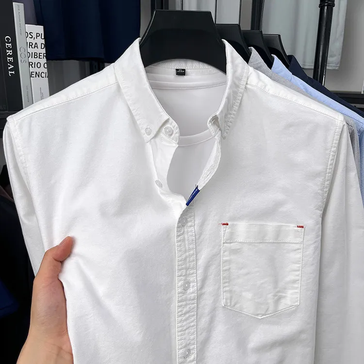 

High-End Korean Sle Pure Cotton Long Sve irt Casual Men's No Ironing Busin Casual Autumn New Arrival CleanFit