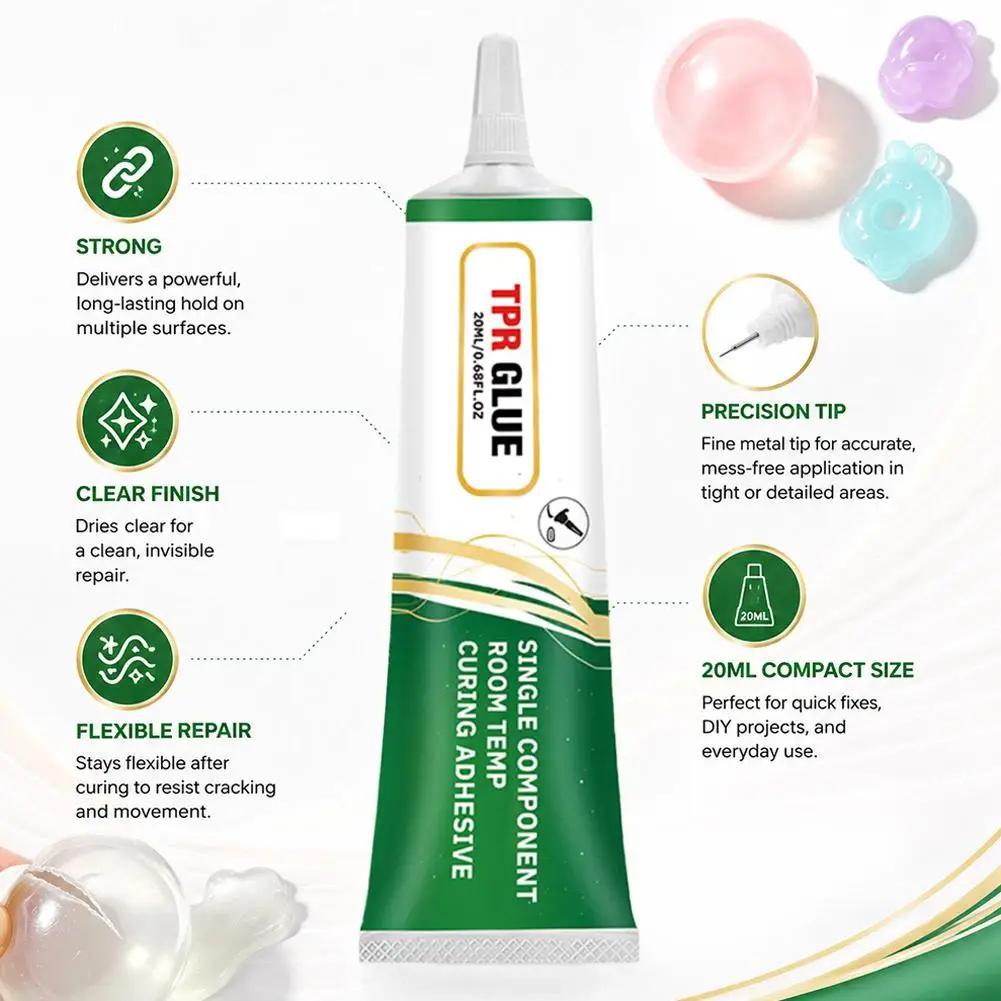 TPR Glue for Squishies Toys Low Odor Room Temp Curing Adhesive Crystal Clear Flexible Waterproof Repair Stress Ball DIY Craft