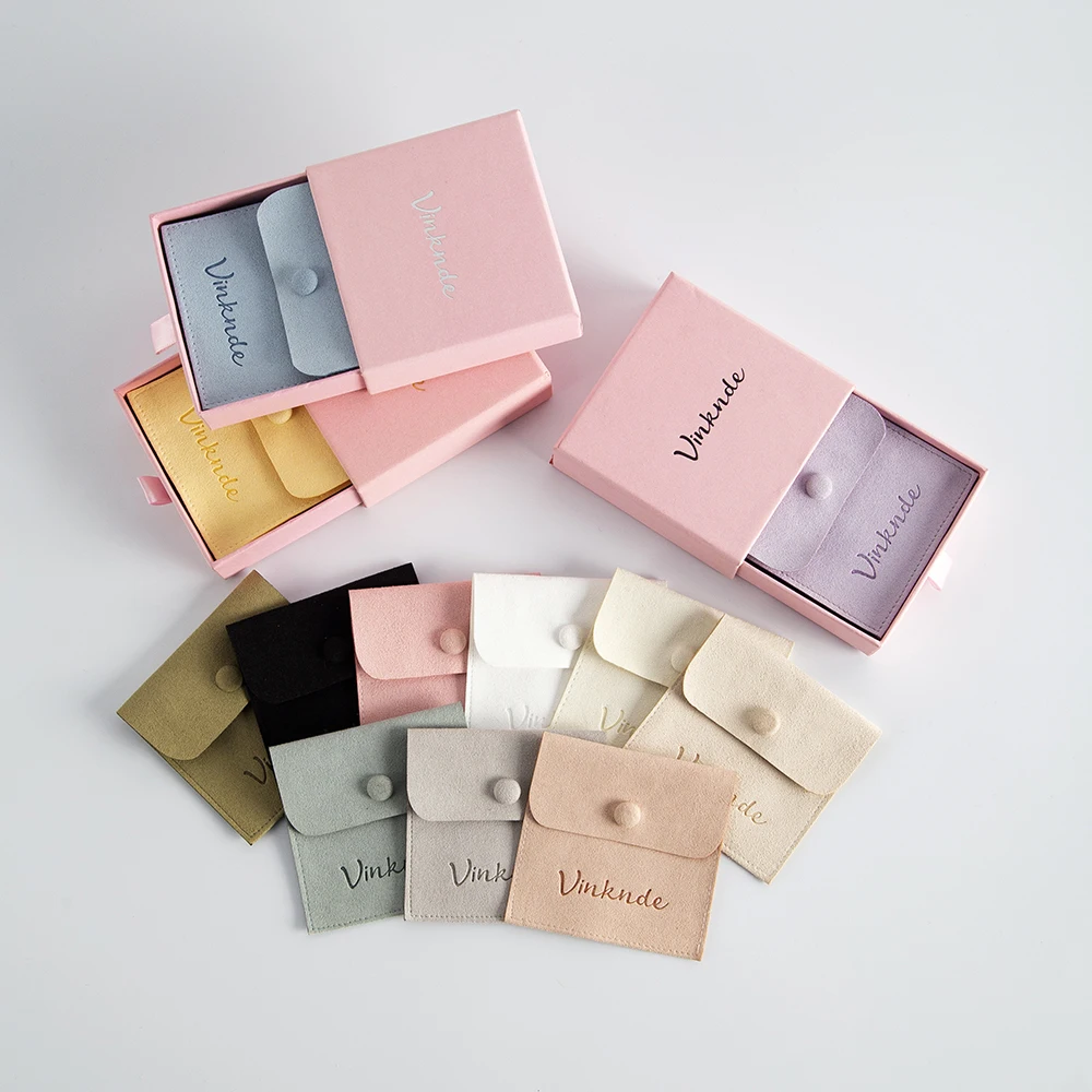 شعار مخصص تغليف المجوهرات صندوق درج من الورق المقوى المطبوع مع كيس مزموم من الألياف الدقيقة لتقوم بها بنفسك صناديق تنظيم انزلاق المجوهرات #6