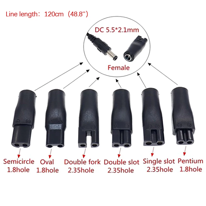 USB Adapter Charger Cable DC Converter For Shaver Hair Clipper DC5.5* 2.1mm Male To C8 Tail Female Power Supply