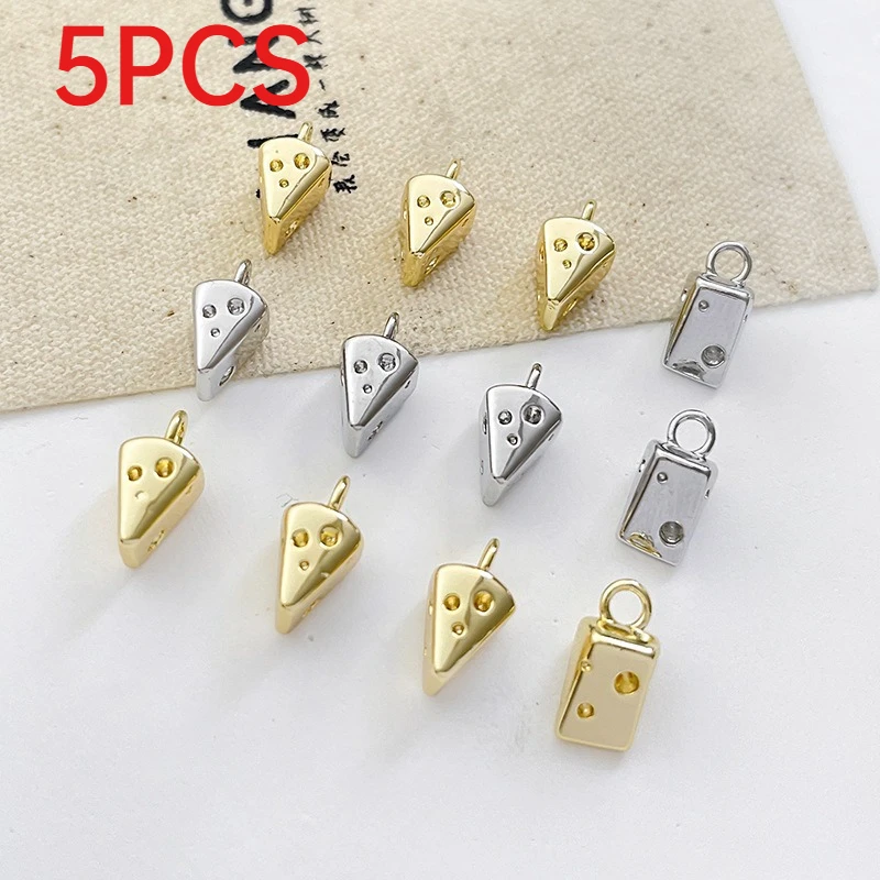 

5Pcs Trendy Mini Cheese Metal Charms Cute Dangle Pendants DIY Bead Accessories For Handmade Jewelry