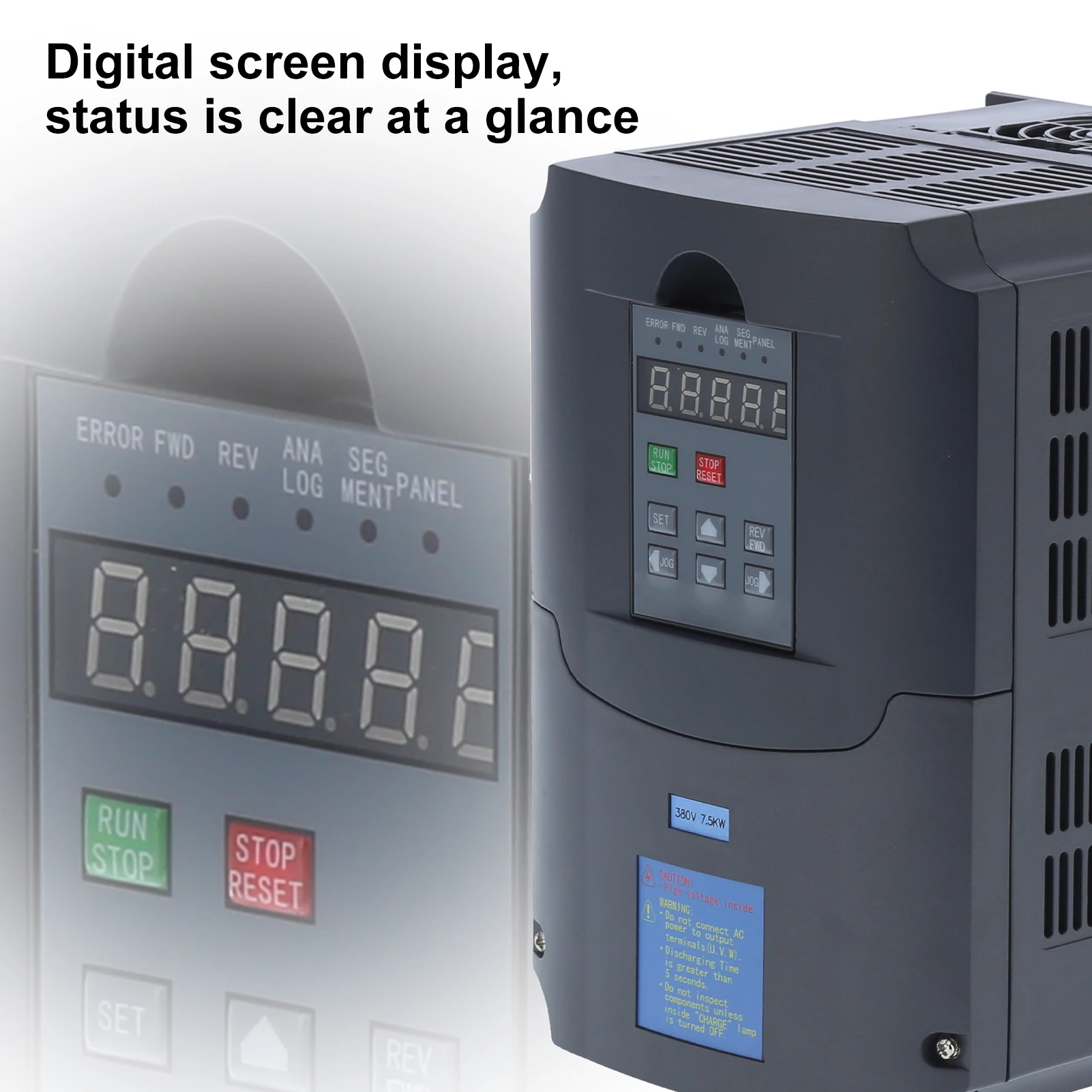 Motor Speed Controller Variable Frequency Drive 3‑Phase VFD Motor Speed Controller 380V Output 7.5KW A2‑3075 Vector Inverter