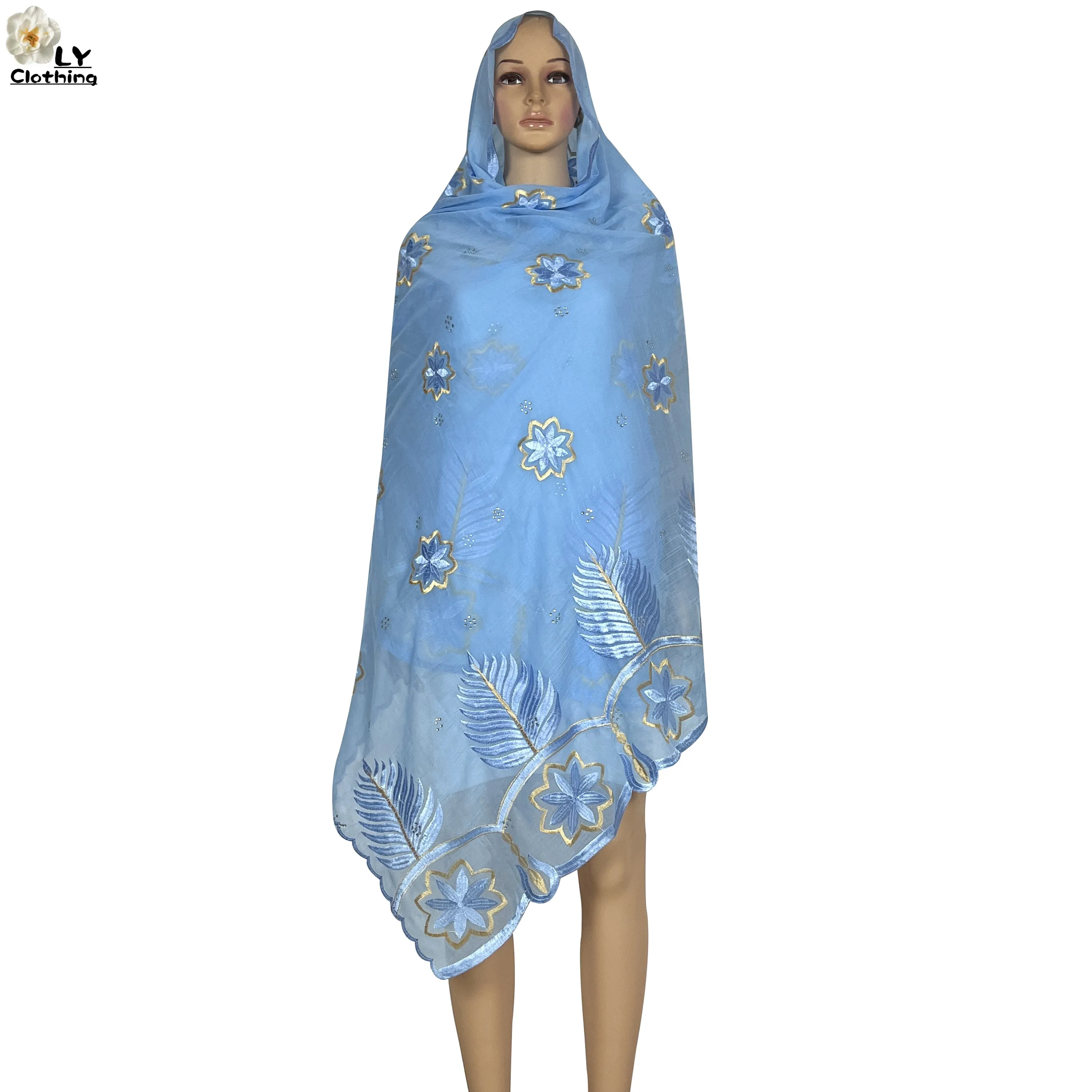 Écharpe Brodée Africaine pour Femme, Haute Qualité, Pur Coton, Diamants, Châle, Hijab Musilim, Grande Écharpe, Été, 12 Couleurs, Nouveau, 2024