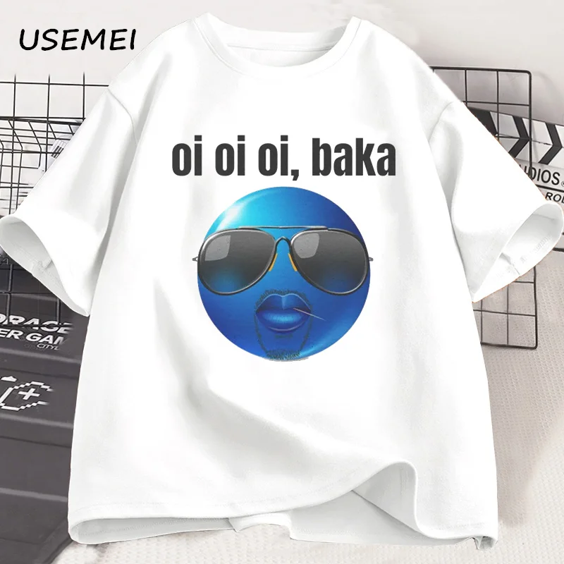 Funny Oi Oi Oi Baka Tshirt Men Cotton Joke Tee Harajuku Cotton Short Sleeve Mens Clothing Printed T-shirt Tops