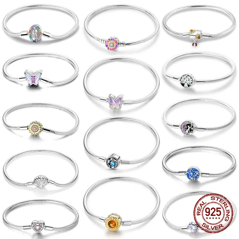 

Оригинальный женский браслет из 100% стерлингового серебра 925 пробы с подсолнухом «Древо жизни», розовый «Любовь», подходит для подарка на годовщину, день рождения