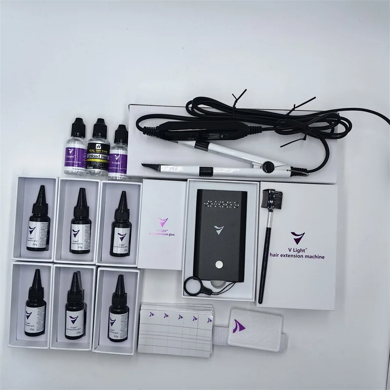 V-Light Technology Hair Extension Machine Traceless tape Hair Extension Tools Kit Set with V light Hair extension glue