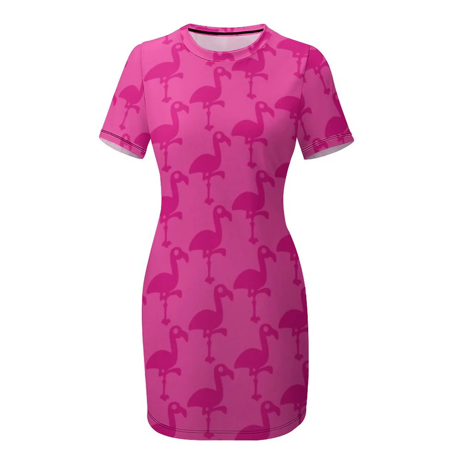 Robe évasée à manches courtes pour femmes, rose flamant rose, robe sexy, combinaison d'été pour femmes, robes de Rh