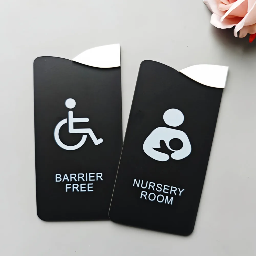 ​Men's & Women's Public Restroom Signage WC Indicator Signs for Hotel/Office/Mall Black & White Style
