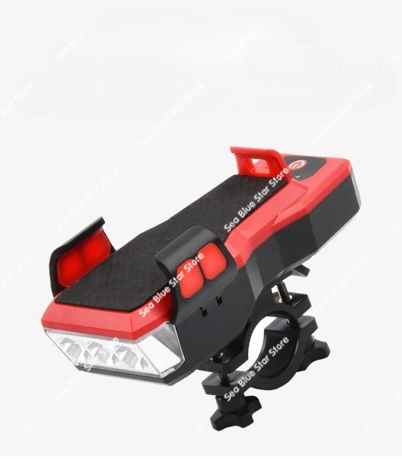 Bicycle 3LED speaker front light with mobile phone holder 130dB rechargeable multi-function electric speaker car light