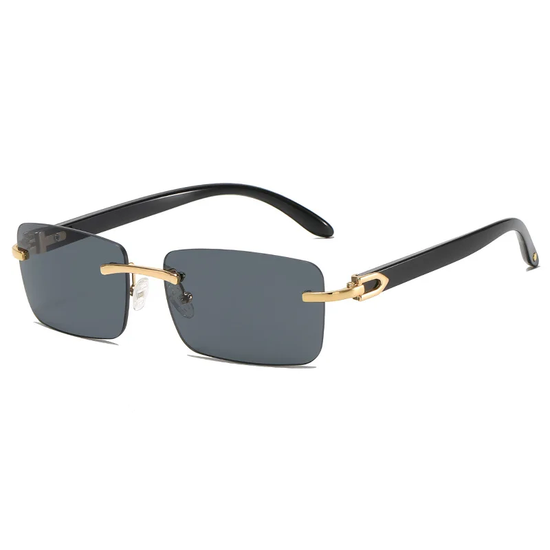 2024 New square rimless sunglasses Fashion cut edge men\'s glasses Jelly coloured women\'s sunglasses Fashion clothing Street beat