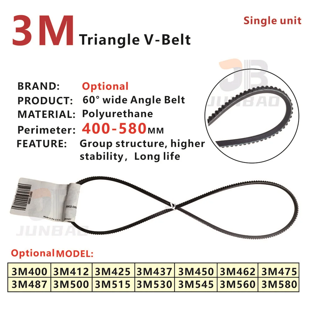 

3M Wide angle Belt 3M400 3M412 3M425 3M437 3M450 3M462 3M475 3M487 3M500 3M515 3M530 3M545 3M560 3M580 PU Drive triangle V-Belt