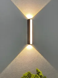 Lámpara LED de pared impermeable para exteriores, lámpara de pared LED superior e inferior de aluminio, lámpara de pared para entrada de jardín, iluminación de pared decorativa para interiores