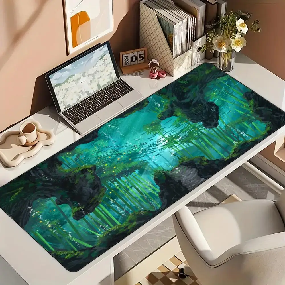 

Underwater bamboo forest Mouse Pad Desk Mat with Stitched Edge non-Slip rubber base gamer pc accessories Gaming mat Extended pad