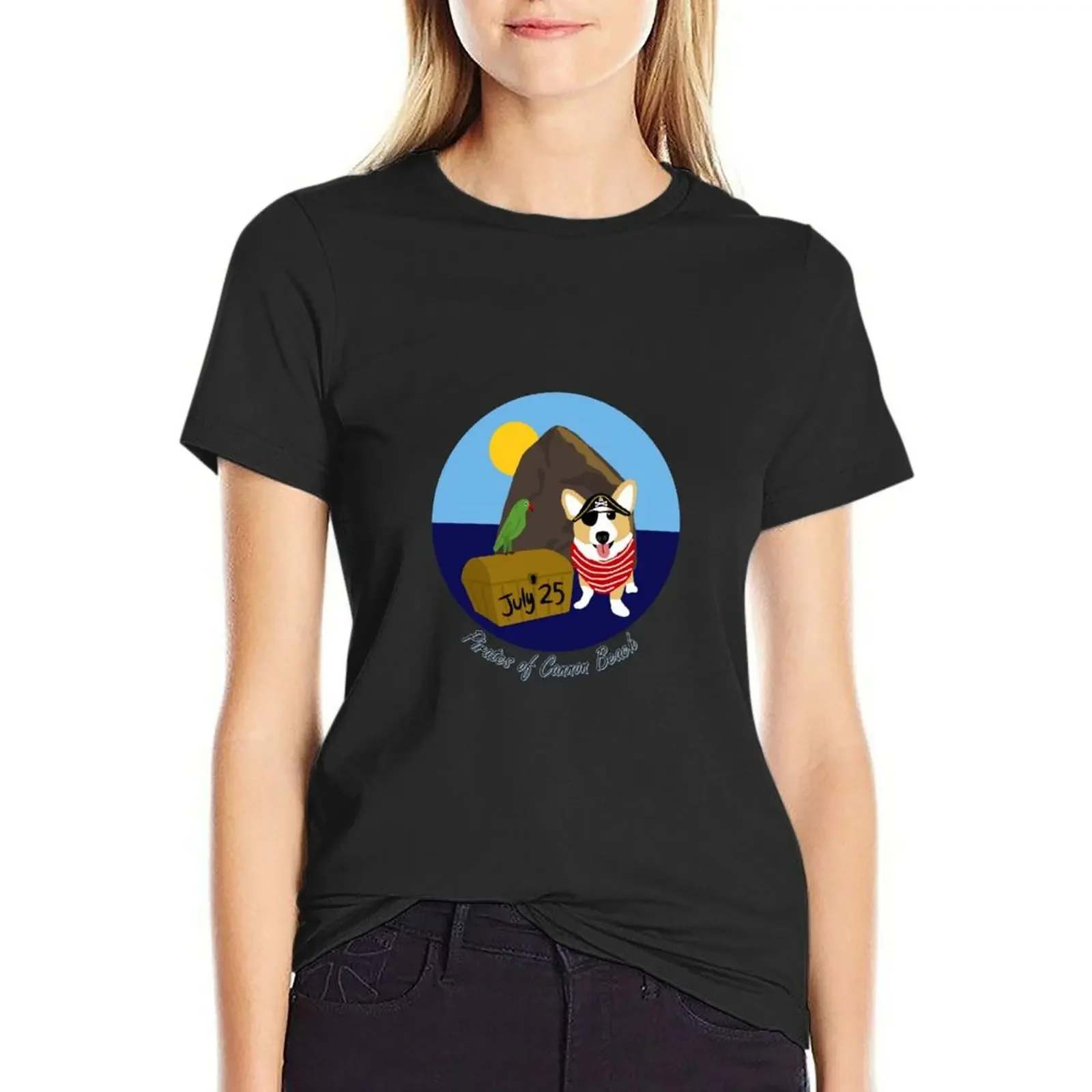 

2020 - Pirates of Cannon Beach Single Corgi T-Shirt blanks vintage clothes animal print shirt for girls t shirts for Women