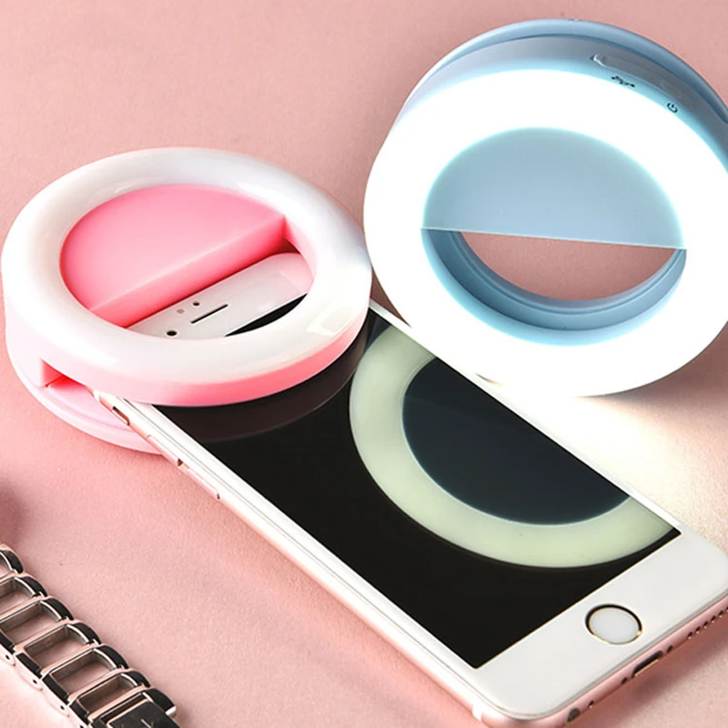 FGCLSY New Ring LED Flash USB Rechargeable Selfie Fill Light Mobile Universal Portable Ring Clip Works with All Smartphones