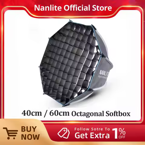 Nanlite 40cm 60cm Octagonal Softbox Custom FM Mount for Forza 60/300 Series Photography Light Accessories Optional Eggcrate Grid