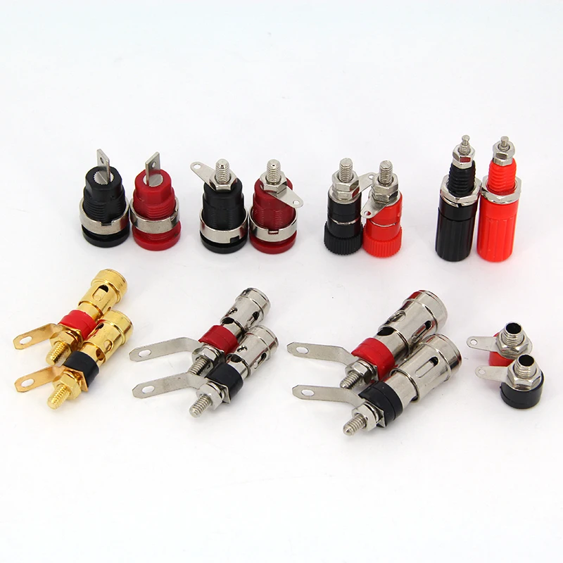 Speaker DIY Terminal Connector Gold-plated Binding Post Speaker Binding Posts Audio Terminal 4mm Banana Plug Sockets