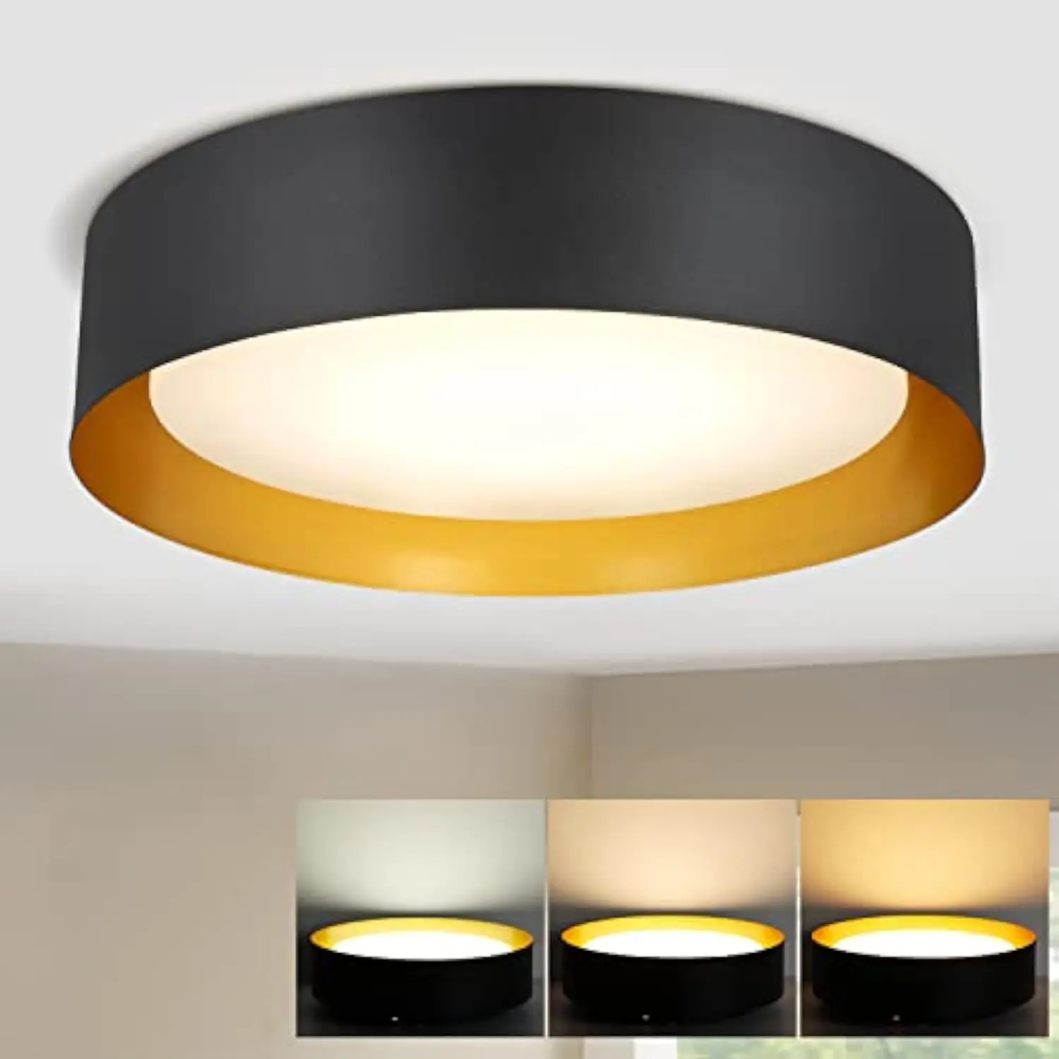 

30W Dimmable Led Flush Mount Ceiling Light, 15 英寸 Modern Close to Ceiling Light Fixture for Bedroom Living Room Kitchen Light