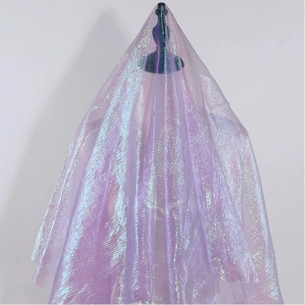 

100x140cm Rainbow Laser Yarn Fabric Wrinkled High-Density Organza Fabric Illusion Color Texture Designer Iridescent Organza