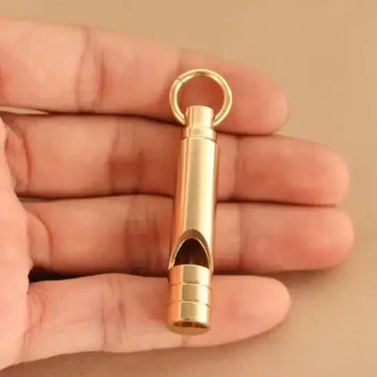 Multifunctional Brass Emergency Survival Whistle Portable Keychain for Camping Hiking Outdoor Training Tools