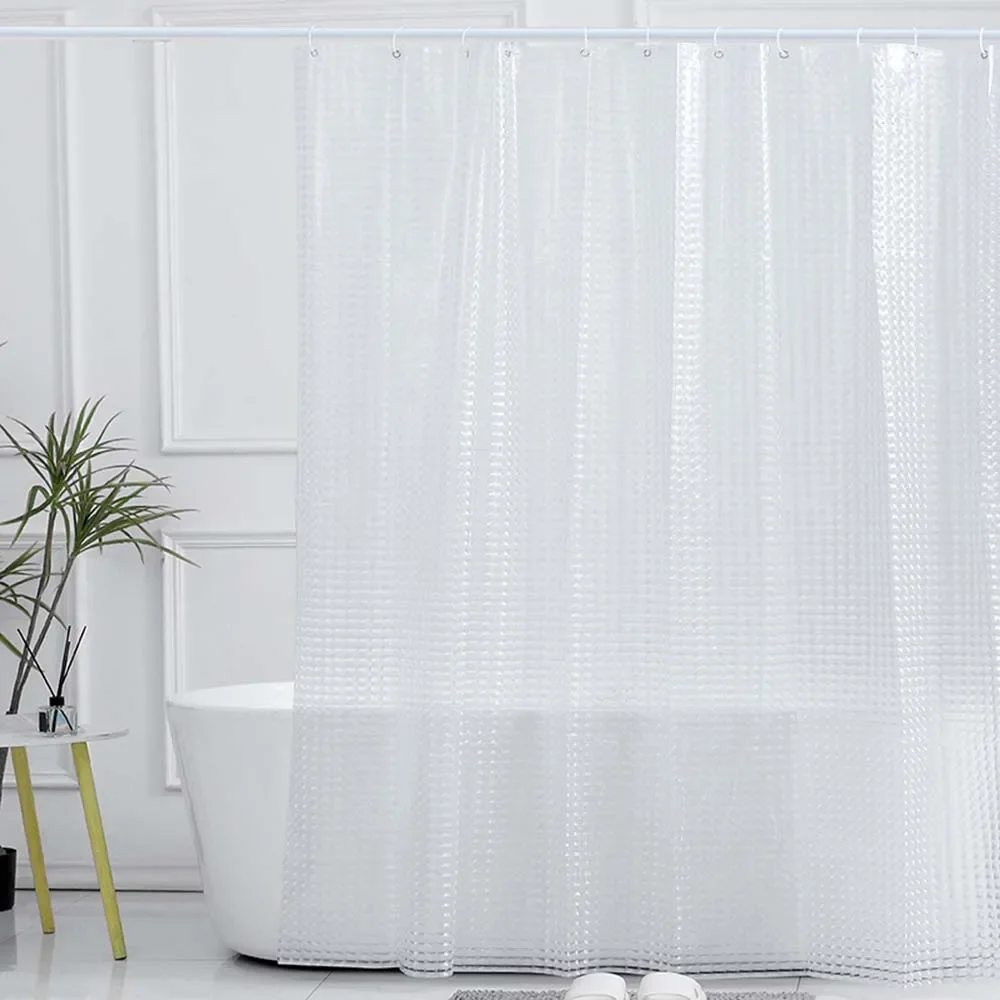 180x180cm Shower Curtain Waterproof Plastic Clear Bath Curtains Transparent Bathroom Curtains Mildew Home with Hooks