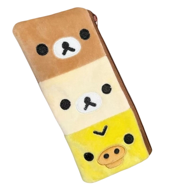 Niedliches Rilakkuma Plüsch-Federmäppchen Kawaii Cartoon Anime Große Kapazität Desktop-Schreibwaren-Aufbewahrungstasche Multifunktionales Federmäppchen – Detail 4