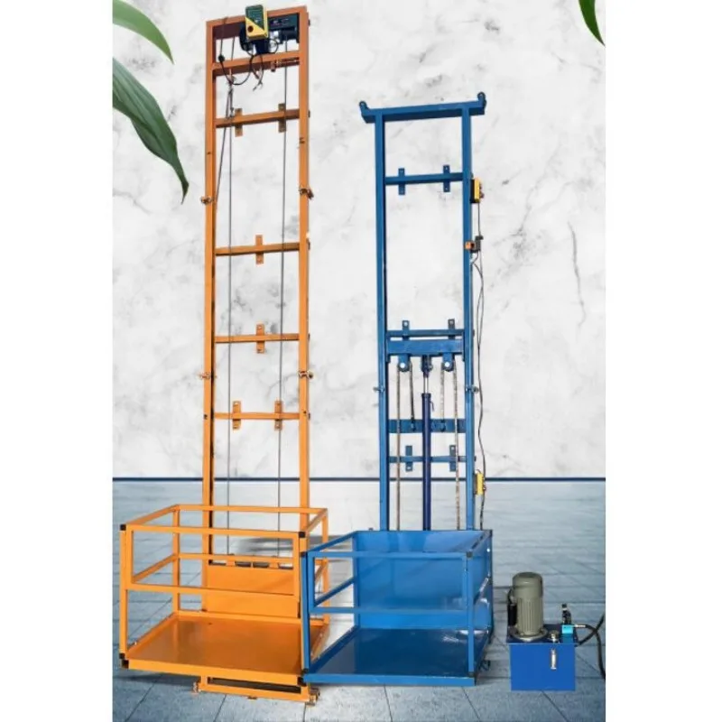 Small electric hydraulic lift freight elevator factory warehouse single rail lift platform hoist