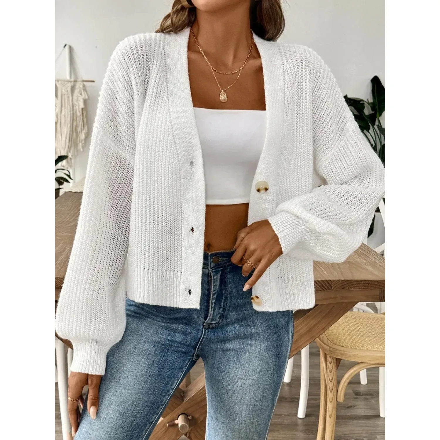 

2025 Autumn Winter Short Sweater Cardigan Women Single Breasted Long Sleeve Cardigan Lady Loose Knitted Coat Outwears