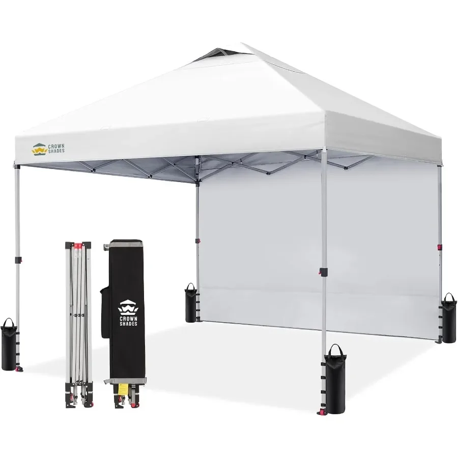 Pop Up Canopy with 1 Side Wall, Beach Canopy Tent, White