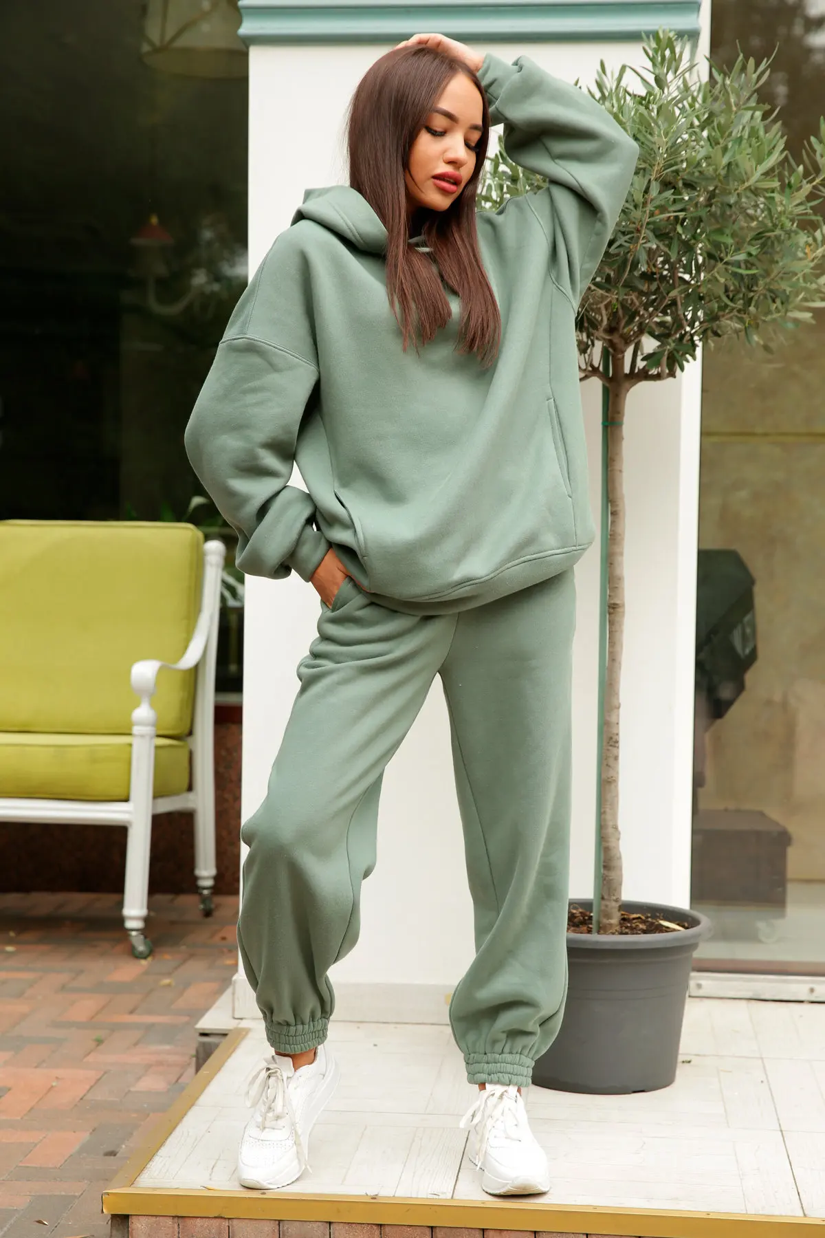 Monochrome Hooded Hoodie Set, Casual Two-Piece Set, European and American, New Fashion, Hot Selling, 2021 Autumn and Winter