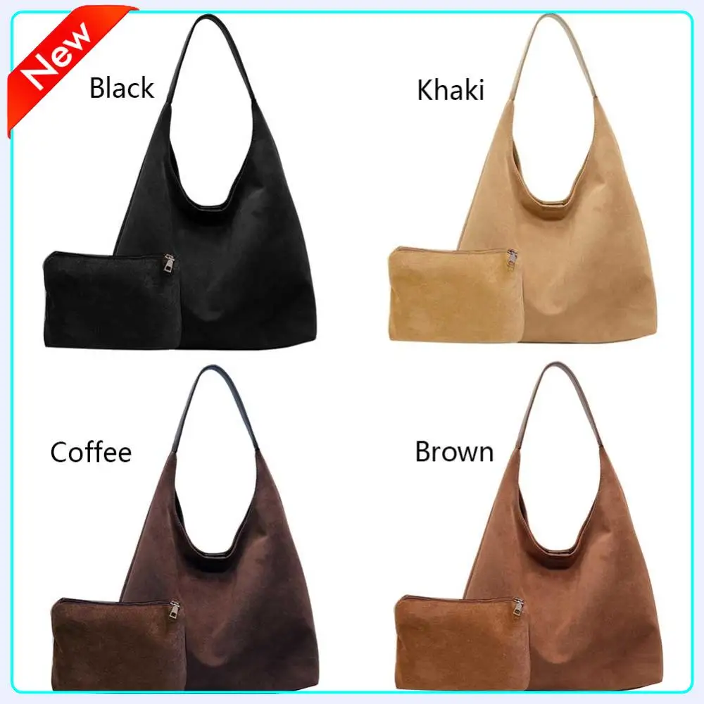 

Women Suede Hobo Bag Vintage Shoulder Bag Autumn Winter Handbag Solid Color Large Capacity Shopping Bags Purse for Ladies Totes