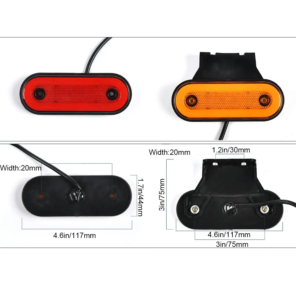 12V LED Side Marker Light 24V Led Truck Lamp Tail Light Trailer Tractor Lorry Warning Parking Lamp Car Accessories