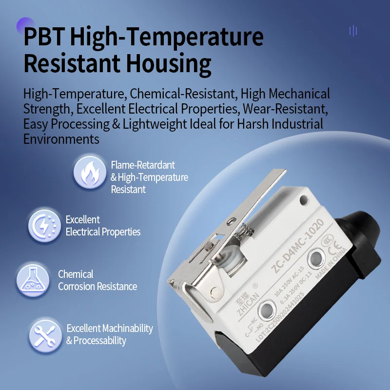 ZHICAN D4MC Series Travel Limit Switch Roller Button Self-Reset Silver Contact Plunger Rocker 1000/2000/5000/5020/5040