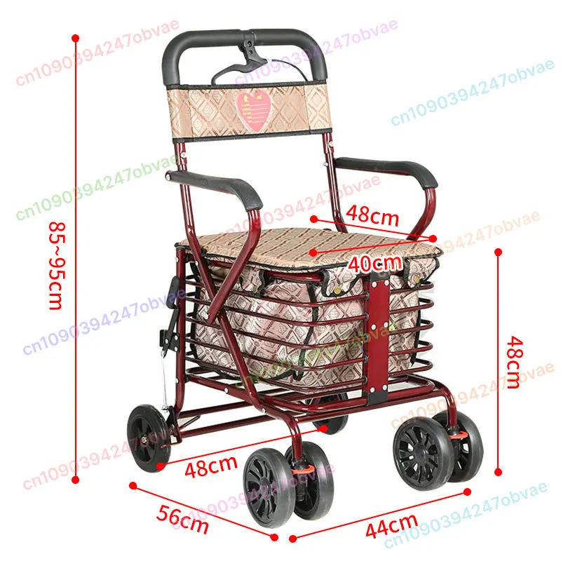 

Мобильный автомобиль, используемый для сидения и толкания, с четырьмя колесами для продуктовых покупок, складное сиденье и прогулочная тележка.