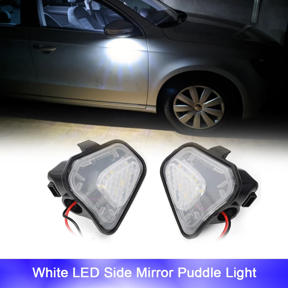 2x White LED Under Side Mirror Puddle Light No For Volkswagen Beetle EOS Passat 4motion Santana CC Vento A6 Jetta MK6 Scirocco