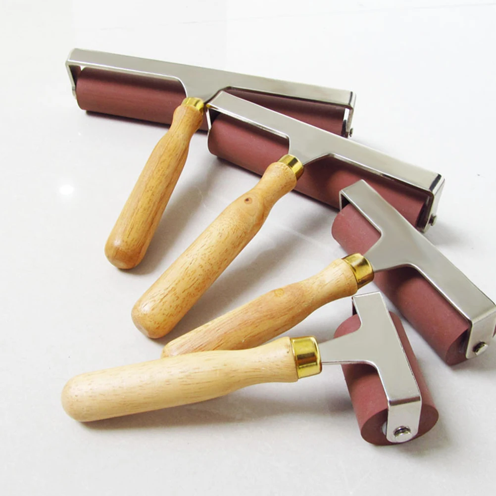

Rubber Roller for Oil Painting Stamping Craft Tool Wooden H Smooth Ink Applicator Easy Cleanup Decoupage Bead Art