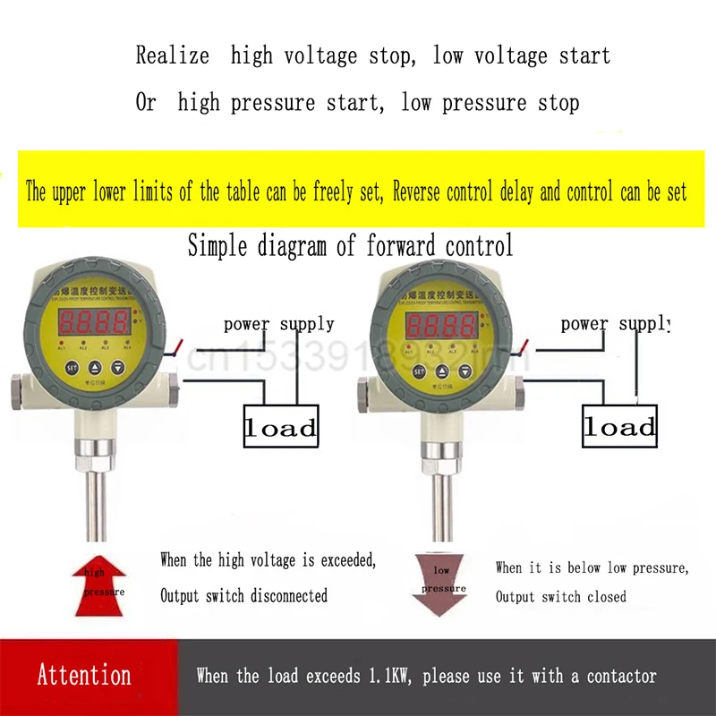 Lntelligent ExplosionProof Digital Display Temperature Controller 4-20mA WB-104-W Adjustable Electric Contact Thermometer Switch