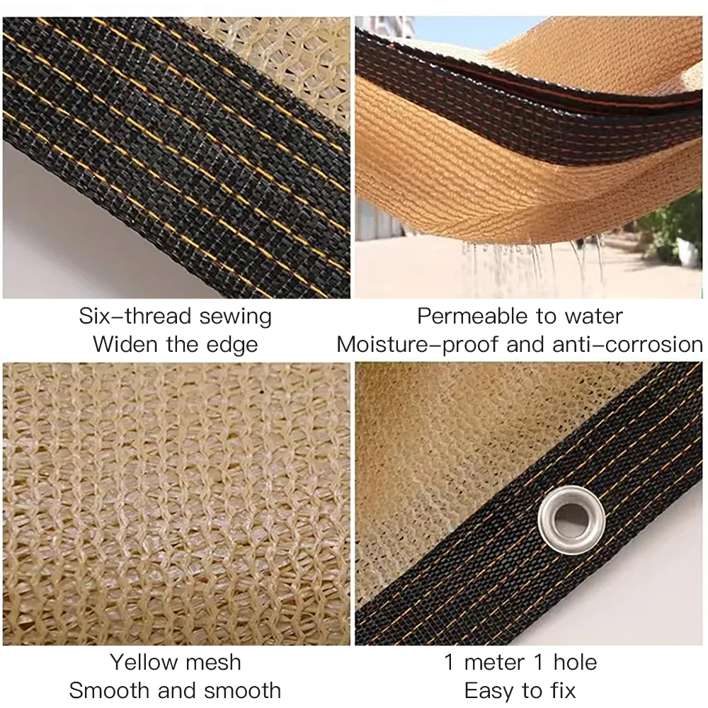 Beige Shading Mesh With Edge Punching, Densified And Thickened Shading Mesh, Green Plant Succulent Insulation Mesh